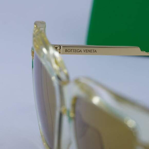Bottega Veneta BV1242S 004 Square Sunglasses - Transparent Yellow Gold\Yellow - Picture 8 of 9
